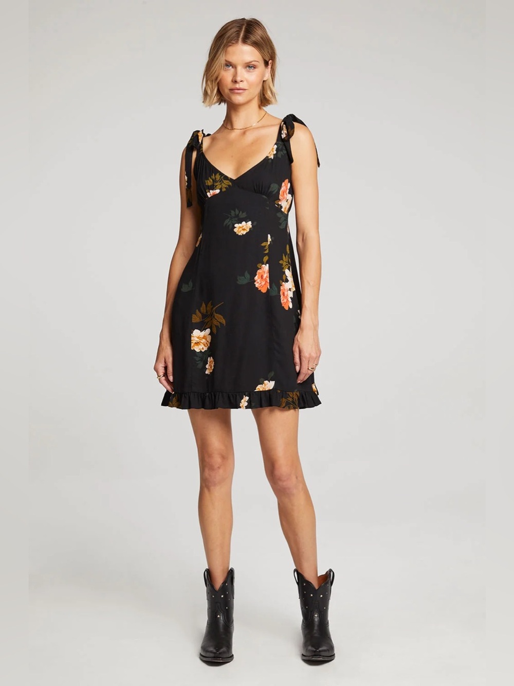 Saltwater LUXE Devyn Mini Dress FlowyYellow Pink Floral Print XS